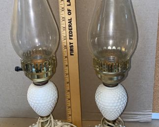 2 Milk Glass Lamps $24.00