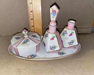 Dresser Set Pink with Flowers $15.00