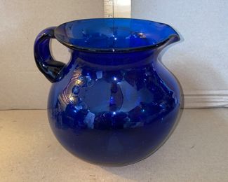 Hand Blown Blue Pitcher $10.00