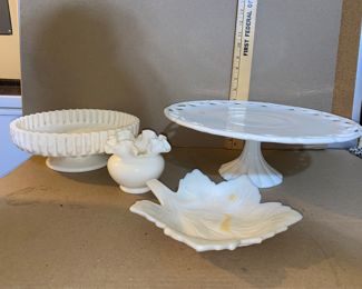 4 Milk Glass Pieces $24.00