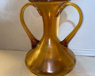 10 inch Double Handle Amber Glass $20.00