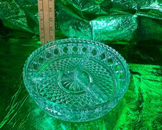 Divided Clear Glass Bowl $10.00