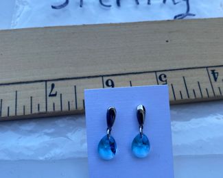 Sterling Silver Blue Stone Earrings $8.00