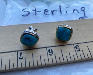 Sterling Silver Blue Stone Earrings $10.00