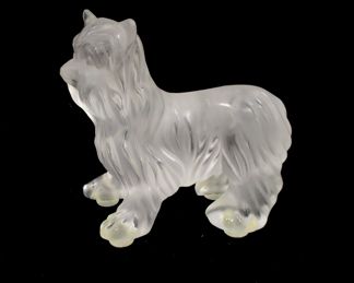 LALIQUE FRANCE CRYSTAL YORKSHIRE STANING DOG
