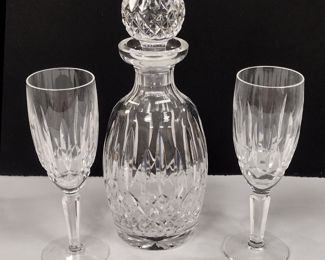 WATERFORD CRYSTAL DECANTER AND PAIR OF 7.25" FLUTES