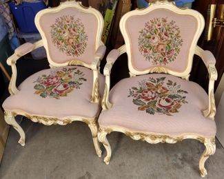 PAIR OF ITALIAN NEEDLE POINT CHAIRS
