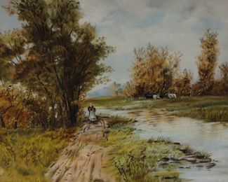ANTIQUE PASTORAL OIL ON CANVAS