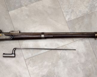 UPDATED CONVERTED FLINT LOCK N STARR 1817 U.S. CONTRACT RIFLE. .69 CALIBER. HAS BAYONET