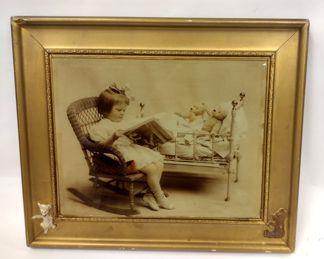 ANTIQUE PHOTO UNDER GLASS OF A GIRL 