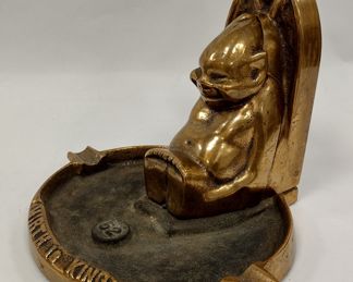 ORDER OF JESTERS BRONZE BILLIKEN ASHTRAY BANK.