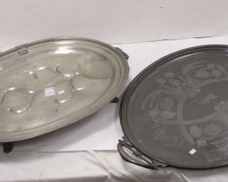 PEWTER AND SILVER PLATE PLATTERS