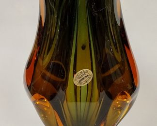 HEAVY BOHEMIAN ART GLASS VASE