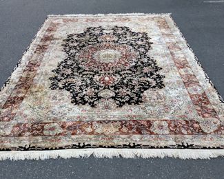 LARGE HANDMADE RUG WITH SILK CONTENT. 12'2" X 8'11".