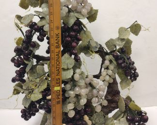 LARGE CHINESE STONE & JADE GRAPE CLUSTERS VINE BONSAI TREE.