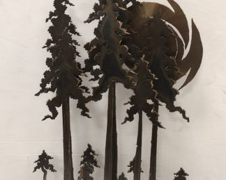 METAL ART WALL SCULPTURE SIGNED JIM H. 2-82. 24" TALL