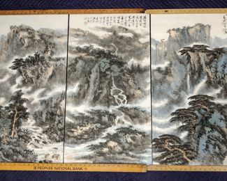GROUP OF THREE CHINESE LANDSCAPE SERIGRAPHS