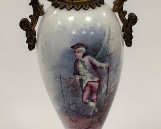 SERVES FRANCE STYLE HAND PAINTED URN.