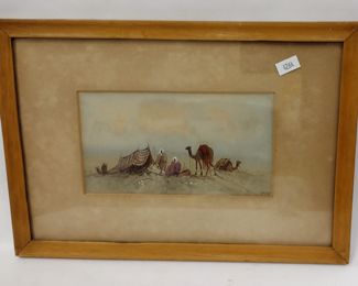 DOUGLAS HOUZEN PINDER (BRITISH , 1886-1949) WATERCOLOR OF MIDDLE EAST DESERT SCENE