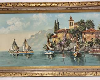 HENRI BERTE' LARGE OIL PAINTING