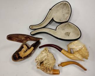 AS IS MEERSCHAUM PIPES AND A CIGARETTE HOLDER