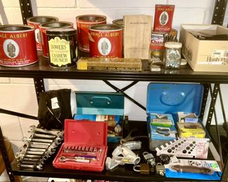 Misc. tools, sets, tobacco tins