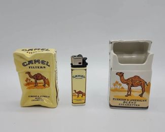 2 Unique Camel Cigarette Ashtrays Plus Lighter All Turkish American Blend Items