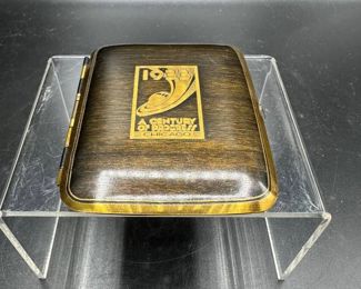 1933 Worlds Fair Chicago Brass with Black Enamel Cigarette Case