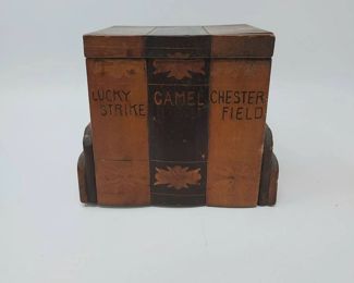 Antique Wooden Cigarette Dispenser Lucky Strike Camel Chesterfield