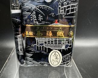 Collectible Asian Style Fabric Cigarette Box and Lighter Holder