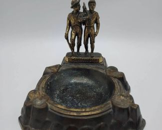 Figural Cast Metal Tom Sawyer and Huckleberry Finn Ashtray