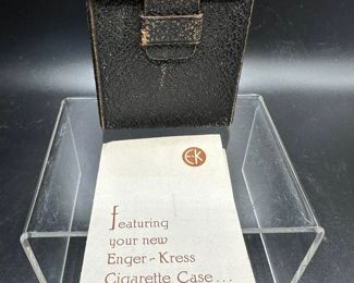 Genuine Leather Enger Kress Cigarette Case with Original Informational Manual