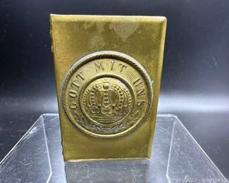 Imperial Brass Match Box Cover Featuring a Crown and Golt Mit Uns on Front