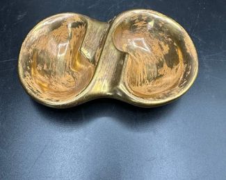 Rare Strangl Pottery 1954 Granada Ashtray Hand Painted 22K Gold