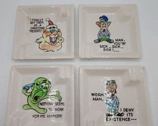 Set of 4 Kreiss Company Square Collectible Ashtrays