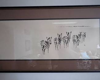 Framed zebra print by Margaret Curtis 