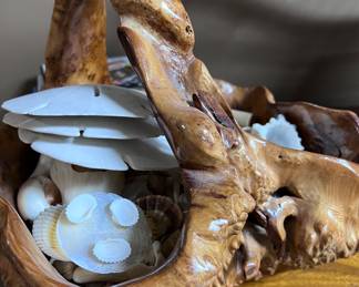 Driftwood bowl with seashells