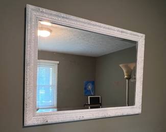 Large white framed mirror