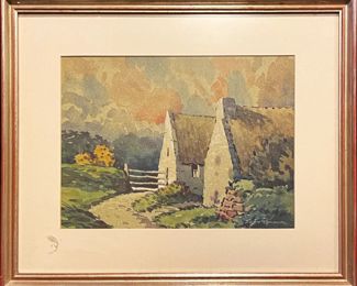 rish Landscape Watercolor Painting by Popular well-listed Irish artist Sean O'Connor (1909-1992) | Watercolor on Paper | Signed by the artist in the lower right corner | Matted and framed under glass | Approx. Size: 16" H x 19.5" W .