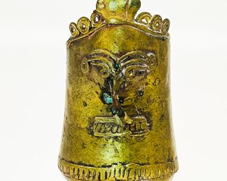 Rare Antique Nepal Gilt Bronze Ganesha Ritual Cup | Decorated with a zoomorphic elephant like face likely representing Ganesha [Hindu, Buddhist (Vināyaka), Jainism] | Approx. Size: 5.25" H x 3" W | Provenance: Prominent Private Ethnographic Collection, Estate of Paul S. Hughey; Previously on loan with the Mississippi Museum of Art.