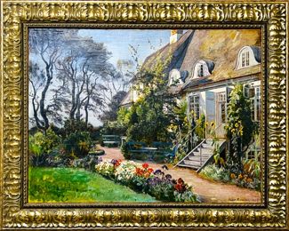 Antique Danish Landscape Oil Painting by well-listed artist Viggo Pedersen ( Copenhagen, 1854 - 1926)