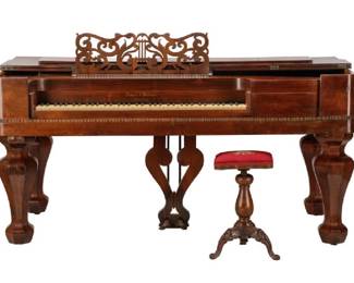 19th c. Dubois & Warriner Rosewood Box Grand Piano 1850-1852