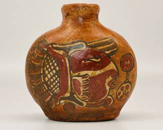 Pre-Columbian Mayan Copador Polychrome Flask (Poison Bottle).