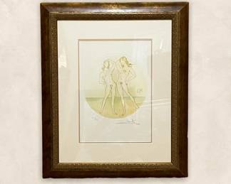 Dali Signed & Numbered Limited Edition Print | Print on woven arches paper | Hand signed Picasso and numbered 207/275 | Matted & Framed under glass | Approx. Size: 23.5" H x 18" W. Excellent Condition. Please excuse the photograph reflections. 