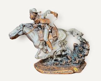 Legends Sculpture Bob Haslam "Hell Bent for Letters" by C. A. Pardell "Pony Express" 1992. Signed & Numbered Limited Edition Sculpture.