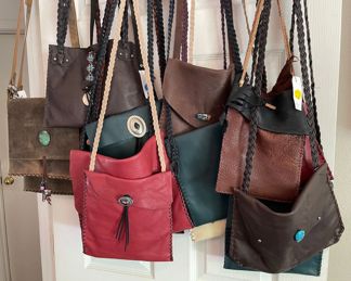 Leather purses made by the artist's daughter