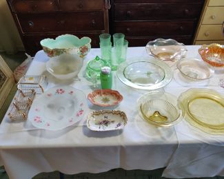 antique glass and crystal, uranium glass