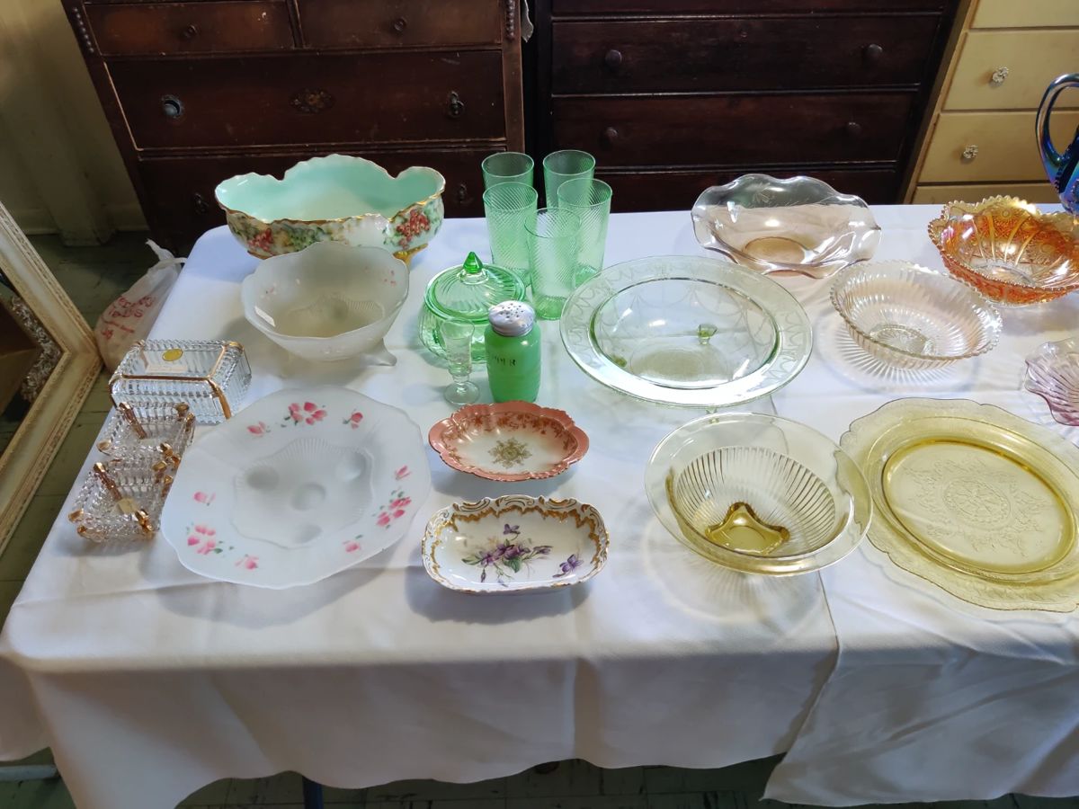 antique glass and crystal, uranium glass