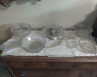 cut glass and crystal, vintage dresser