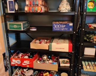 vintage shiny Brite Christmas and other various retro ornaments